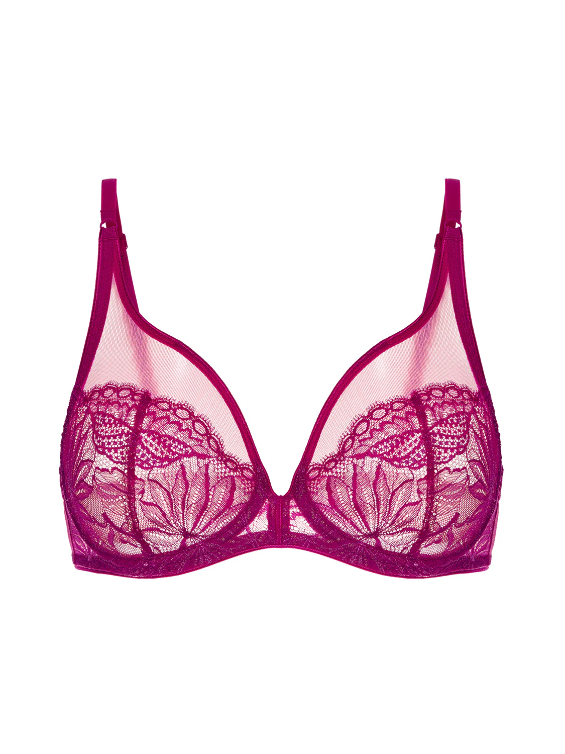 Full cup plunge bra - Raspberry - Image 3