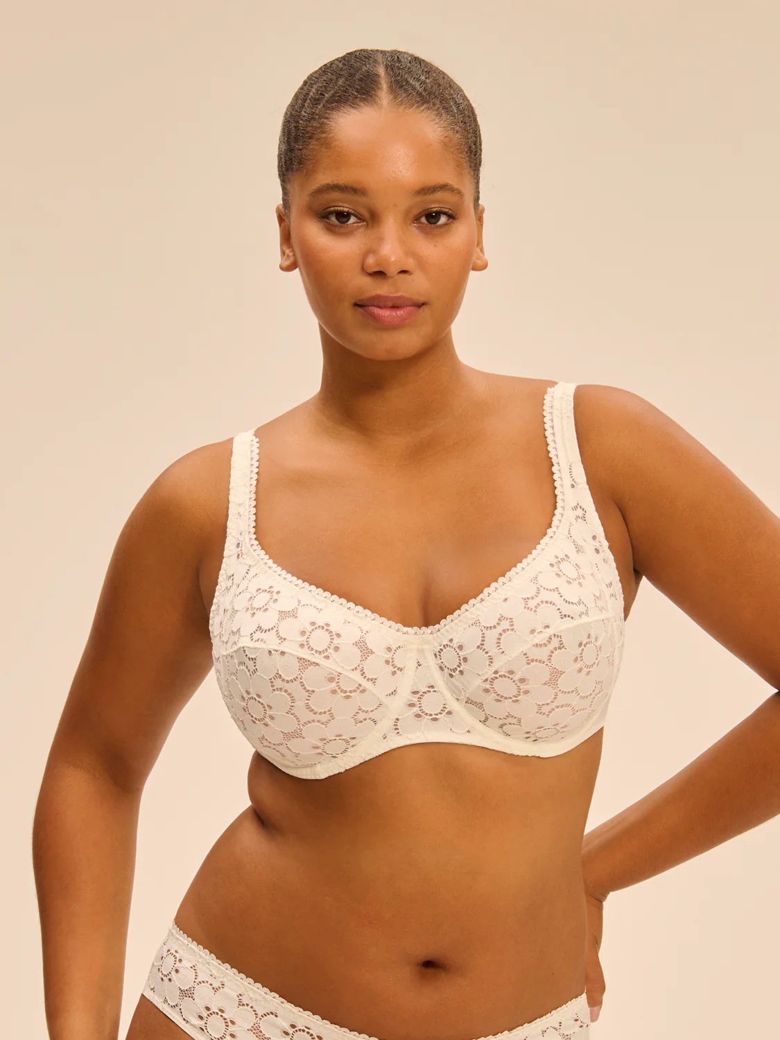 Plunging full cup bra - Natural