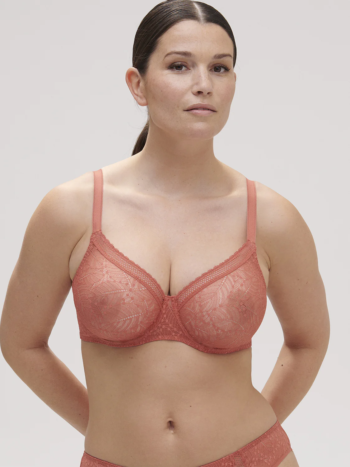 Plunging moulded underwired bra - Texas Pink - Image 8