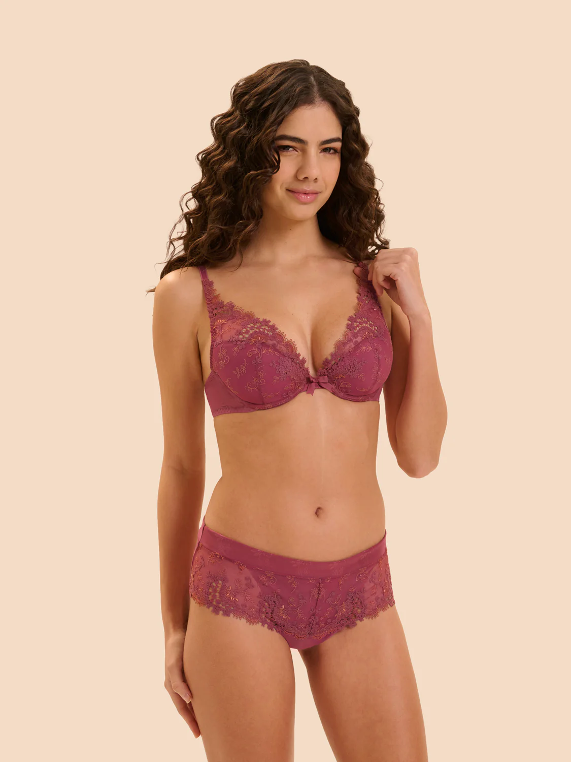 Plunging push-up bra - Rose sandalwood - Image 4