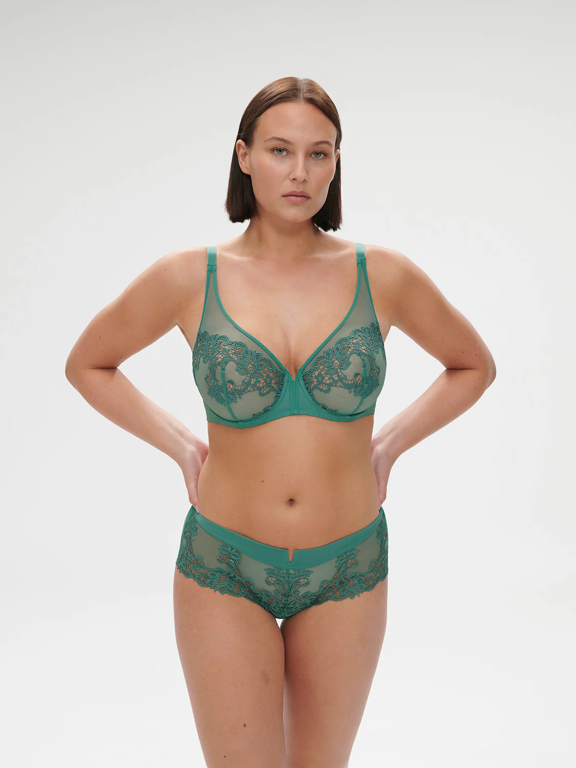 Plunging underwired bra - Garden Green - Image 8