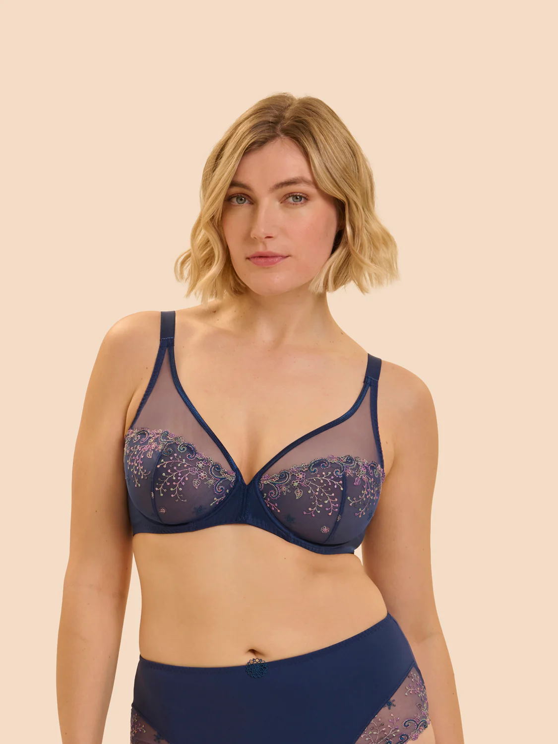 Plunging underwired bra - Rainbow Blue