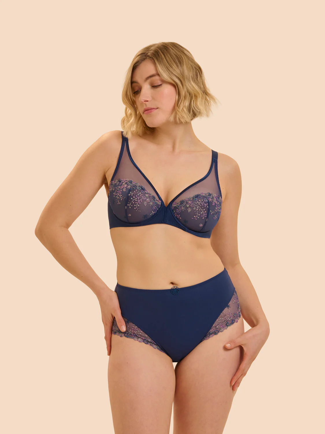Plunging underwired bra - Rainbow Blue - Image 3