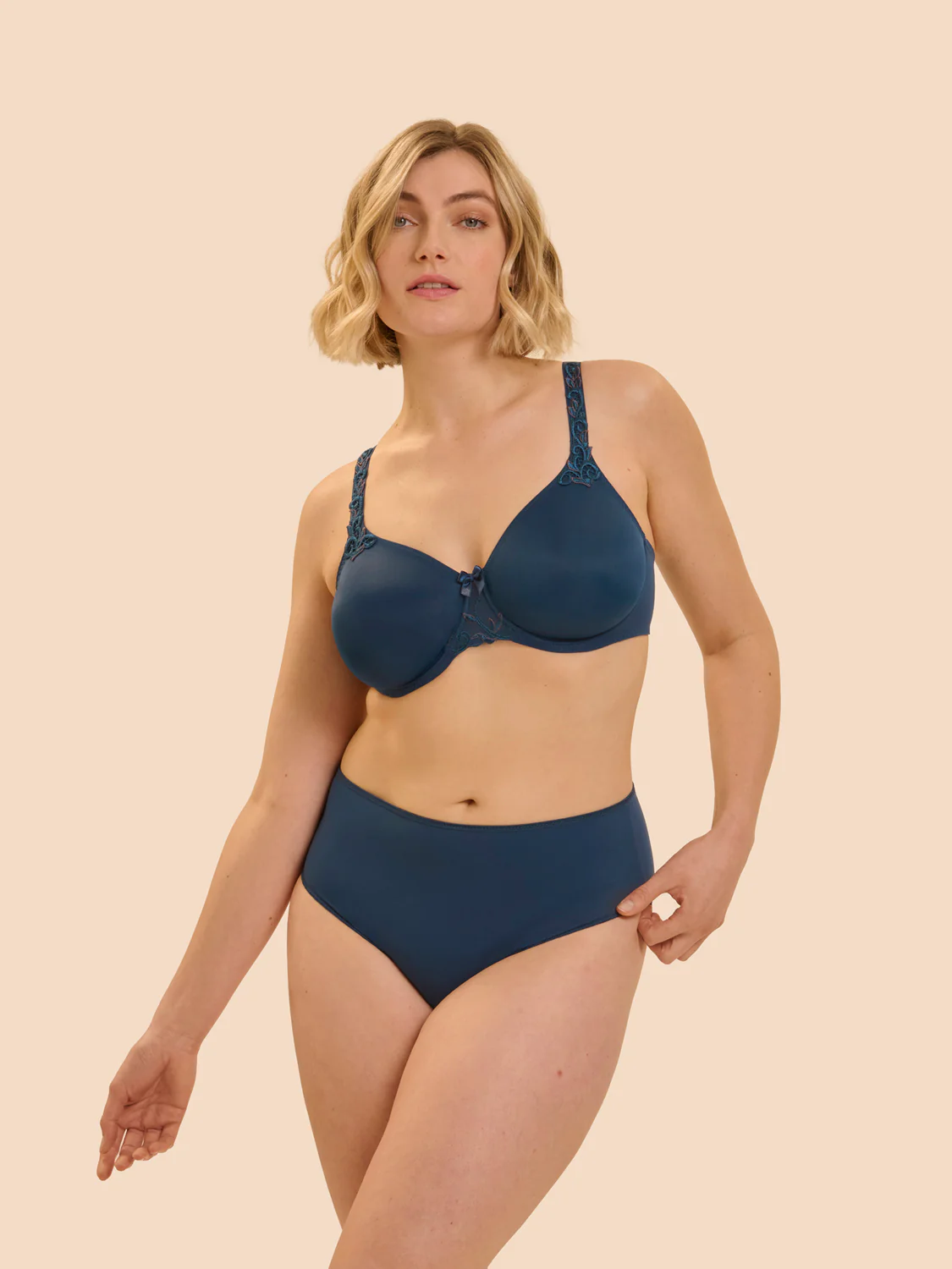 Rigid moulded bra - Petrol blue - Image 3