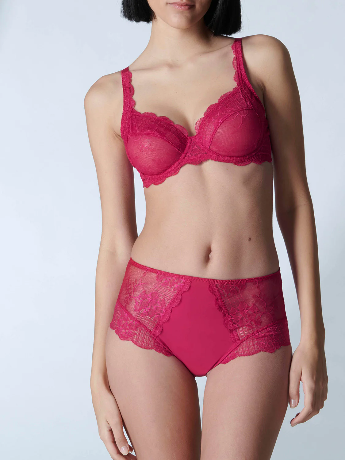 Squared neckline full cup bra - Cranberry - Image 2