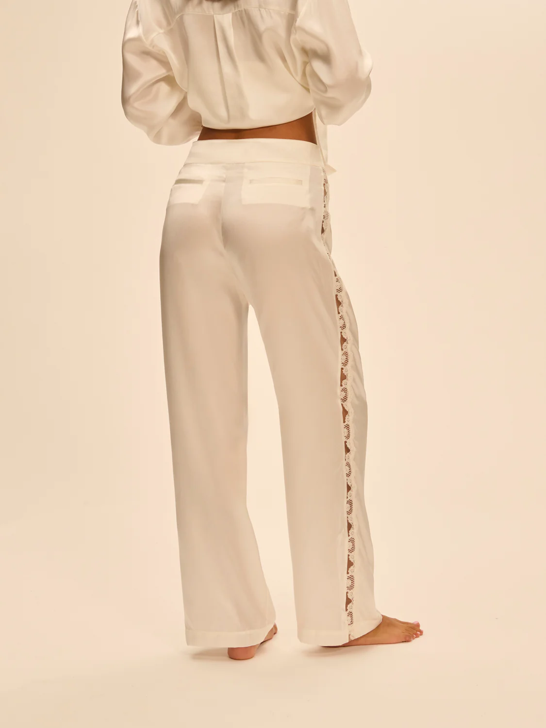 Trousers with embroidery - Natural - Image 2