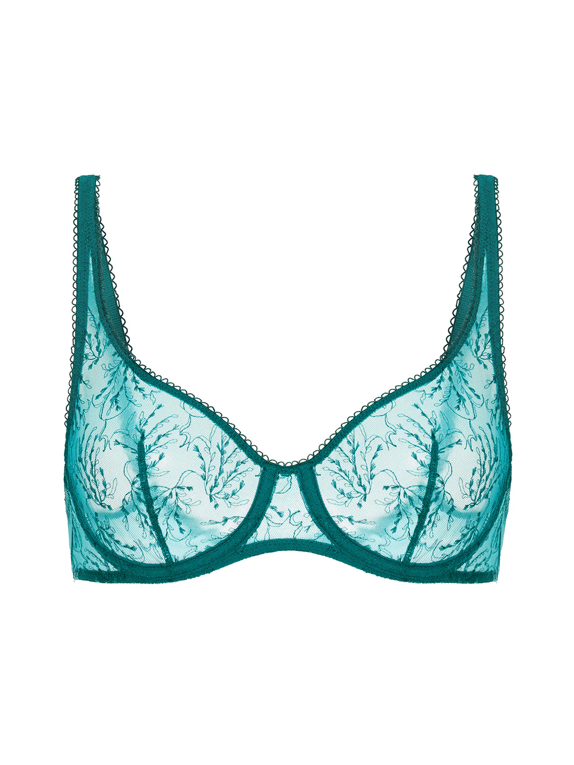Underwired bra with curved neckline - Emerald green - Image 3