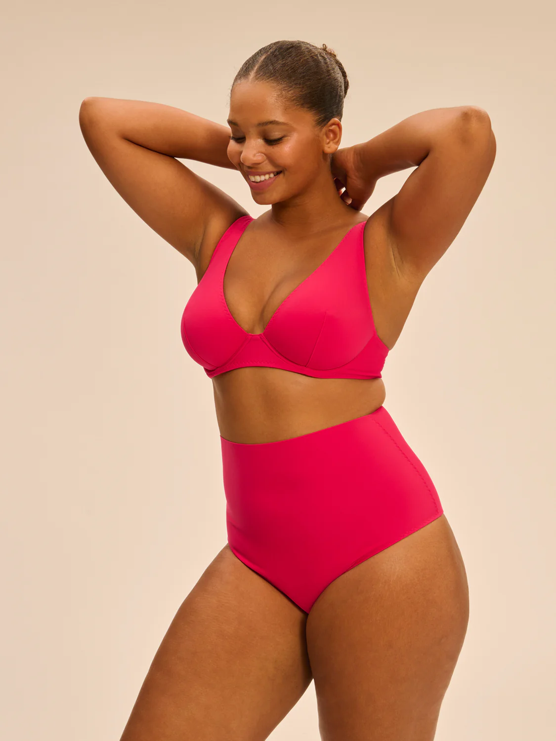 Underwired triangle bikini bra - Lipstick - Image 11